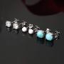 Sterling Silver Stud Earrings Hypoallergenic Earring Jewelry Gifts for Women Teen Girls Pack of 4 (Amethyst Opal CZ Earrings)