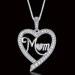 FANCYCD ''Always My Mother Forever My Friend'' Love Heart Necklace, 18'', Special Jewelry for Women, Mother’s Day Gifts for Mom, Wife, Aunt, Grandma...