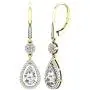 Dazzlingrock Collection 14K 8X5 MM Each Lab Created Round & Pear Gemstone & Round Diamond Teardrop Dangling Earrings, Yellow Gold