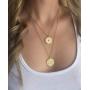 Evil Eye Necklace for Women Gold Medallion Coin Necklace Crescent Moon Necklace Protection Hamsa Necklace 18K Gold Plated Necklaces for Women Dainty Jewelry Gift