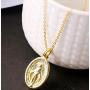 Sllaiss 925 Sterling Silver Virgin Mary Necklace for Women Men 18K Gold Plated Pendant Religious Madonna Necklace Chain 18 ” Christian Jewelry