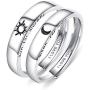 Beydodo 925 Sterling Silver Rings Engagement Couple Rings Sun and Moon 2In1 I Love You Rings Adjustable Custom