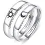 Beydodo 925 Sterling Silver Rings Engagement Couple Rings Sun and Moon 2In1 I Love You Rings Adjustable Custom