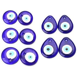 COLORFUL BLING 4/6/10Pcs Set Boho Evil Eye Round Teardrop Mini Pendant Charms Miniature Bead Style Ornaments DIY Supply Earring Pendant Necklace Bracelet for Women Girls Jewelry