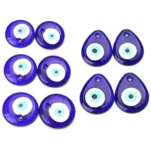 COLORFUL BLING 4/6/10Pcs Set Boho Evil Eye Round Teardrop Mini Pendant Charms Miniature Bead Style Ornaments DIY Supply Earring Pendant Necklace Bracelet for Women Girls Jewelry
