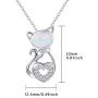 TRISHULA Moonstone/Opal Cat Pendant Necklace for Cat Lover, S925 Sterling Silver Cute Animal Cat Crescent Moon Charm Necklace for Women Girls 18+2 (Gift Box Included)