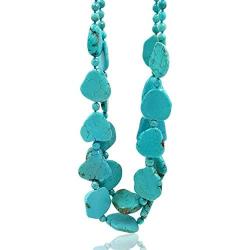 Lii Ji 26.5'' 2 Rows Irregular Shape Blue Simulated Turquoise Howlite Statement Long Necklace