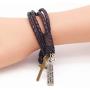 Y-blue Multilayer Bracelet Fashion Punk Leather Woven Braided Cross Bangle Wrist Cuff Wristband…