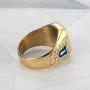 IFUAQZ Mens Stainless Steel Gold Plated Freemason Symbol Masonic Rings Blue G Lodge Master Mason Signet Biker Band
