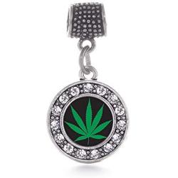 Inspired Silver - Silver Circle Charm for Bracelet with Cubic Zirconia Jewelry