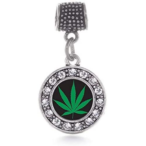 Inspired Silver - Silver Circle Charm for Bracelet with Cubic Zirconia Jewelry