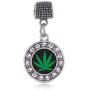 Inspired Silver - Silver Circle Charm for Bracelet with Cubic Zirconia Jewelry