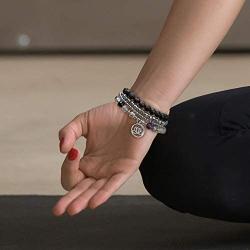 SPUNKYsoul Lotus New Beginnings Bracelet Hematite for Healing Stack Bracelet Set Collection