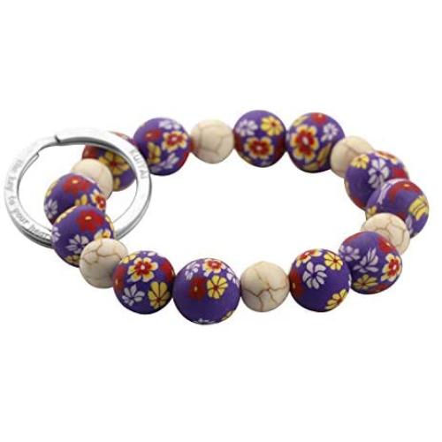 KUIYAI Elastic Functional Beaded Wrist Keychain Bracelet Handsfree Keychain Gift for Her