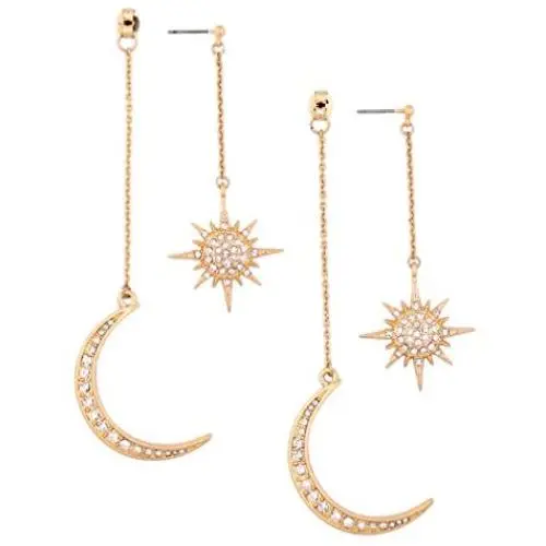 Meolin Star Moon Round Tassel Dangle Drop Earrings Stud Earrings for Women Jewelry