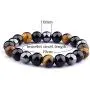 Rustenhof Tiger Eye & Hematite & Black Obsidian 10mm Beaded Triple Protection Bracelet Healing Rope Man Stone Rustenhof Tiger Eye & Hematite & Black Obsidian 10mm Beaded Triple Protection Bracelet Healing Rope Man Stone