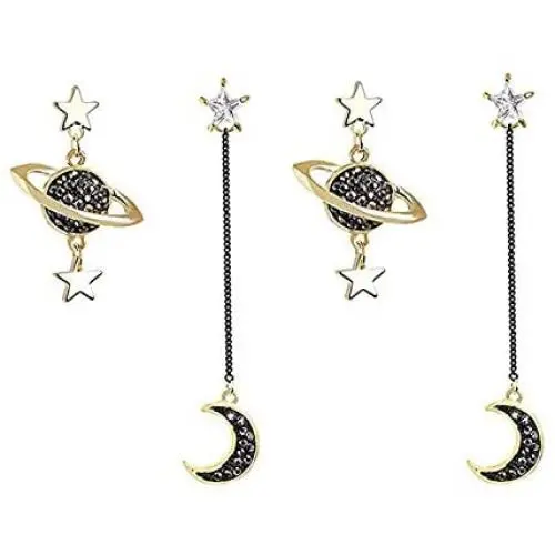 Moon Star Earrings Dangle Earth Planet Asymmetrical Drop Earrings Astronaut Stud Earrings Jewelry for Women Girls
