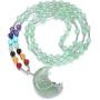 Top Plaza Natural Reiki Healing Crystal Stone Beads Necklaces Tree of Life Wire Wrapped Gemstone Moon Pendant Necklace Crescent Moon Jewelry for Women