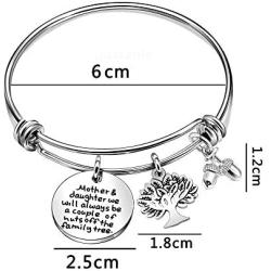 Mother Daughter Bracelets Bangle 2 Pcs Set Life Tree Charm Bangles Jewelry for Women Mom Daughter