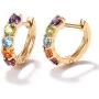 FANCIME 14K Solid Yellow Gold Genuine Amethyst Peridot Topaz Citrine Garnet Tiny/Small Hinged Huggie Cartilage Hoop Earrings Gemstone Dainty Delicate Fine Jewelry for Women Girls 12mm 15mm