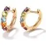 FANCIME 14K Solid Yellow Gold Genuine Amethyst Peridot Topaz Citrine Garnet Tiny/Small Hinged Huggie Cartilage Hoop Earrings Gemstone Dainty Delicate Fine Jewelry for Women Girls 12mm 15mm