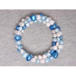 The Island Pearl Mixed Color Blue and White Freshwater Pearl Bracelet