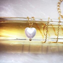 NA Heart Necklace Pearl | Pearl Necklace for Women | Chain and Pearl Necklace|18 Inch Length with 14K Gold Plated Chain | Teen Girl Gifts