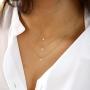 Artmiss Rhinestones Layered Necklace Women Simple Double Multilayer Pendant Necklace for Girl (Silver)