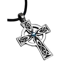 Trilogy Jewelry Pewter Wales Cross Pendant with Swarovski Crystal for Birthday on Leather Necklace