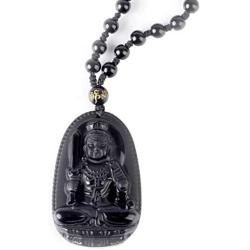 Arardo Natural Obsidian Pendant Necklace for Men Women