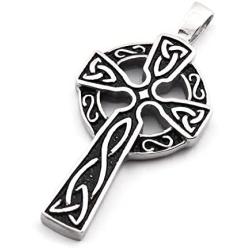 Gungneer Stainless Steel Irish Trinity Celtic Knot Cross Triquetra Pendant Necklace Keel Chain Jewelry Men Women