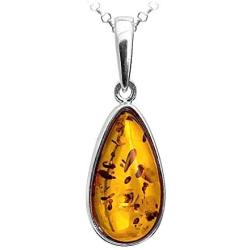 Ian and Valeri Co. Amber Sterling Silver Classic Pendant Necklace Chain 18 Inches