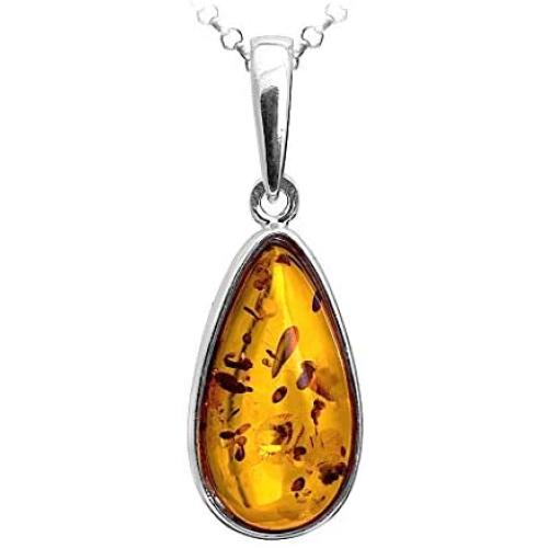 Ian and Valeri Co. Amber Sterling Silver Classic Pendant Necklace Chain 18 Inches