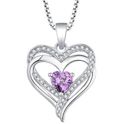 YL Womens Heart Necklace Sterling Silver Filigree Love Heart Pendant Cubic Zirconia Jewelry