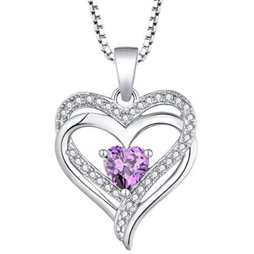 YL Womens Heart Necklace Sterling Silver Filigree Love Heart Pendant Cubic Zirconia Jewelry