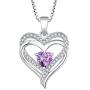 YL Womens Heart Necklace Sterling Silver Filigree Love Heart Pendant Cubic Zirconia Jewelry