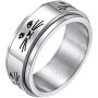 IFUAQZ Mens Womens Stainless Steel Spinner Ring 8MM Animal Cute Kitty Cat Band Stress Relief