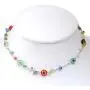 SUVANI Venetian Murano Glass Bead Multi-Colored Millefiori Flower Round Disc Necklace, 16-18 inches