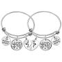 No Matter Where Sister Bracelets 2 Pcs Broken Heart Round Charm Bangles for Sister Daughter