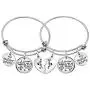 No Matter Where Sister Bracelets 2 Pcs Broken Heart Round Charm Bangles for Sister Daughter
