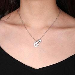 MONOOC Horse Necklace for Girls, Horse Charm Necklace Stainless Steel Heart Initial Necklace Horse Gifts for Girls, Horse Jewelry Girls Horse Necklace 26 Initial Letter Necklace for Girl
