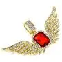 HH Bling Empire Iced Out Ruby Pendant Chain,Tennis Chain for Men in Gold Plated 24 Inches