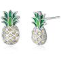 LUHE Pineapple Pendant Necklace,Pineapple Stud Earrings,Pineapple Threader Earrings,Sterling Silver Two-Tone Pineapple Jewelry Gift for Women Teens Girls