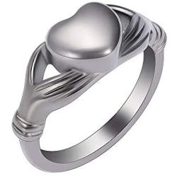 zeqingjw Cremation Jewelry for Ashes Heart Memorial Urn Jewelry Human Pets Ashes Holder Keepsake Urn Ring for Women Size 6/7/8/9/10