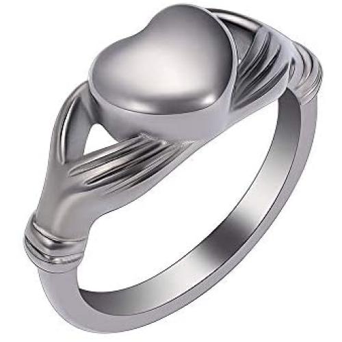 zeqingjw Cremation Jewelry for Ashes Heart Memorial Urn Jewelry Human Pets Ashes Holder Keepsake Urn Ring for Women Size 6/7/8/9/10