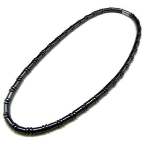Accents Kingdom Mens Magnetic Hematite Therapy & Healing Stone with Cylindrical Bead Necklace