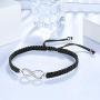ZENI Infinity Bracelet for Women, Handmade Black Rope Braided Bracelet with 925 Silver Adjustable Bracelet Love Friendship Christmas Jewelry Gift