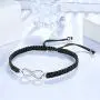 ZENI Infinity Bracelet for Women, Handmade Black Rope Braided Bracelet with 925 Silver Adjustable Bracelet Love Friendship Christmas Jewelry Gift