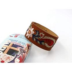 L&N Rainbery Bohemia Embroidery Flower Cuff Bracelet Female Fashion Wide PU Leather Bracelets & Bangles Women Jewelry
