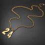 U7 Jewelry Boys Jersey Number Necklace|18K Gold Plated Stainless Steel 0-9 Lucky Number Charm Pendant - Baseball Basketball Football Sport Fan Gift for Men Women, Chain 22-24 Inch,Gift Packed